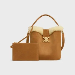 Outlet MEDIUM LOUISE BAG in SUEDE CALFSKIN AND SHEARLING Women Categories·Cross-Body Bags | Categories·Bucket Bags