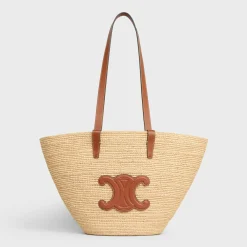 Fashion MEDIUM SUPPLE CLASSIC PANIER in Raffia and calfskin Women More Lines·Classic Panier | Categories·Hobo And Tote Bags