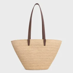 Outlet MEDIUM SUPPLE CLASSIC PANIER in Raffia and calfskin Women More Lines·Classic Panier