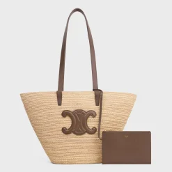 Outlet MEDIUM SUPPLE CLASSIC PANIER in Raffia and calfskin Women More Lines·Classic Panier