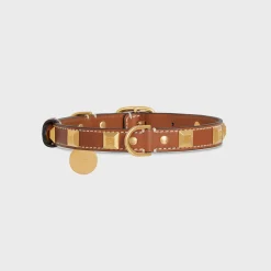 Sale MEDIUM THIN DOG COLLAR IN SMOOTH CALFSKIN WITH PYRAMID STUDS Dog Accessories