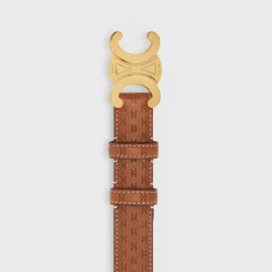 Fashion Medium Triomphe Belt in Natural calfskin with triomphe embossed Women Triomphe