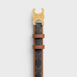 Hot Medium Triomphe Belt in Triomphe Canvas and Calfskin Women Triomphe