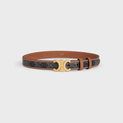 Hot Medium Triomphe Belt in Triomphe Canvas and Calfskin Women Triomphe
