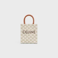 Clearance Mini Vertical Cabas in Triomphe Canvas and calfskin with print Women Triomphe Canvas | Categories·Cross-Body Bags