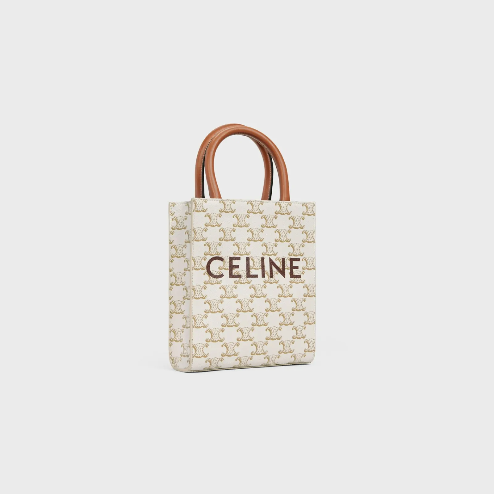 Clearance Mini Vertical Cabas in Triomphe Canvas and calfskin with print Women Triomphe Canvas | Categories·Cross-Body Bags