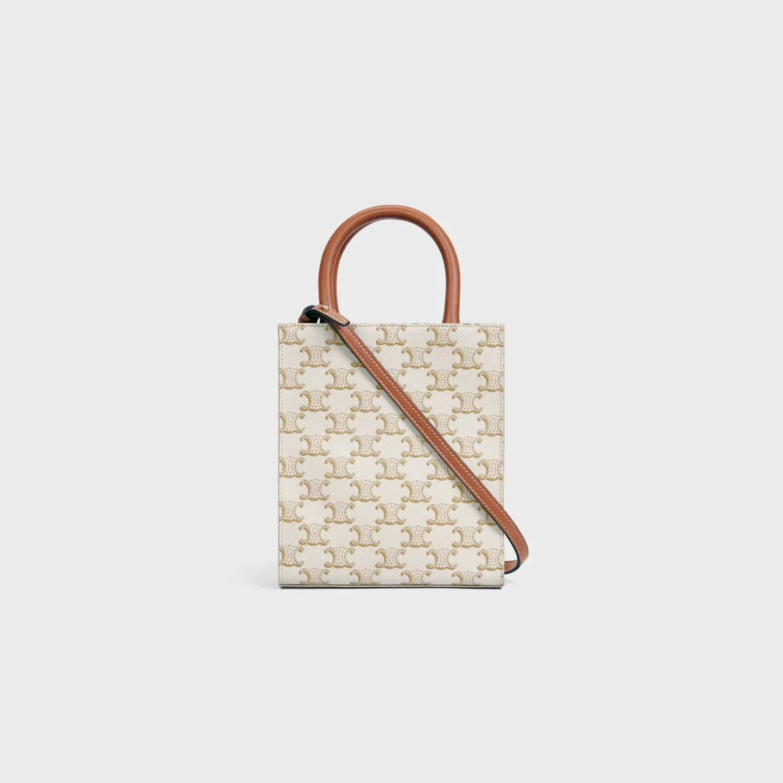 Clearance Mini Vertical Cabas in Triomphe Canvas and calfskin with print Women Triomphe Canvas | Categories·Cross-Body Bags