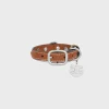 Clearance Nano Extra Thin Dog Collar in Triomphe Canvas and Calfskin with studs Dog Accessories