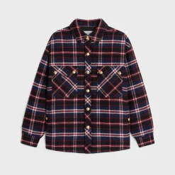New overshirt in checked cashmere Women Jackets