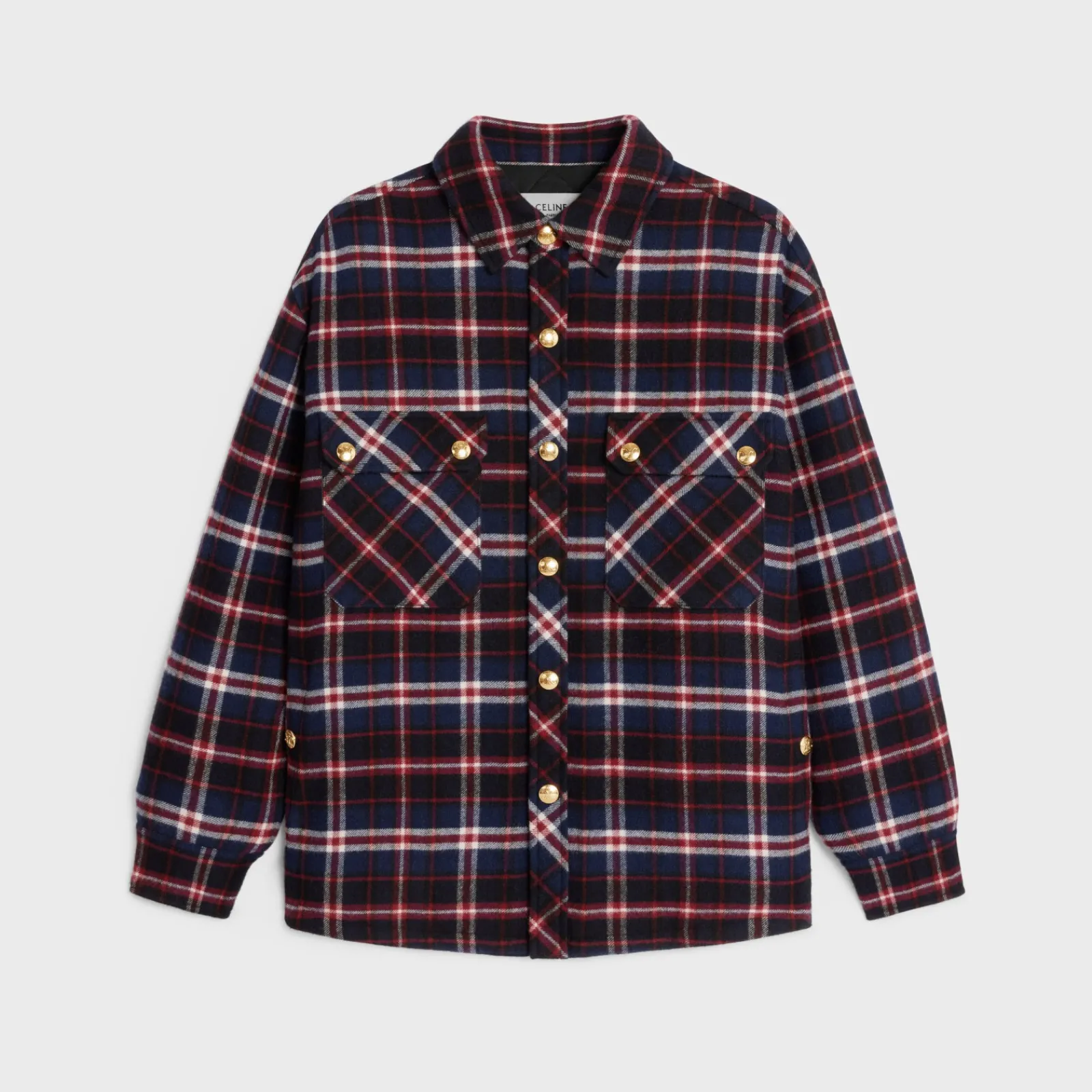 New overshirt in checked cashmere Women Jackets