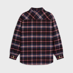 New overshirt in checked cashmere Women Jackets