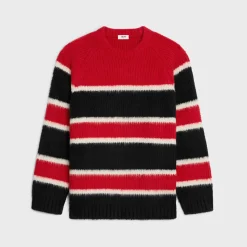 Outlet oversized crew neck sweater in brushed striped cotton Knitwear