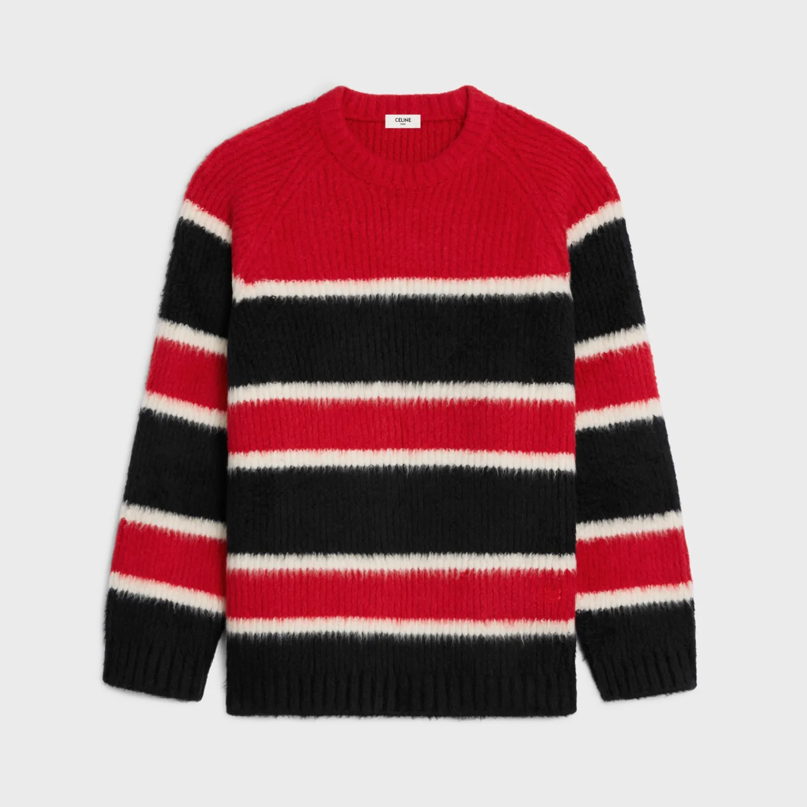 Outlet oversized crew neck sweater in brushed striped cotton Knitwear