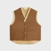 Fashion oversized sleeveless jacket in curly lambskin Women Jackets | Leather And Shearling