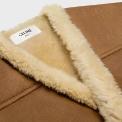 Fashion oversized sleeveless jacket in curly lambskin Women Jackets | Leather And Shearling