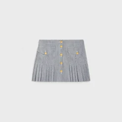 Discount pleated mini skirt in striped cotton Women Dresses And Skirts