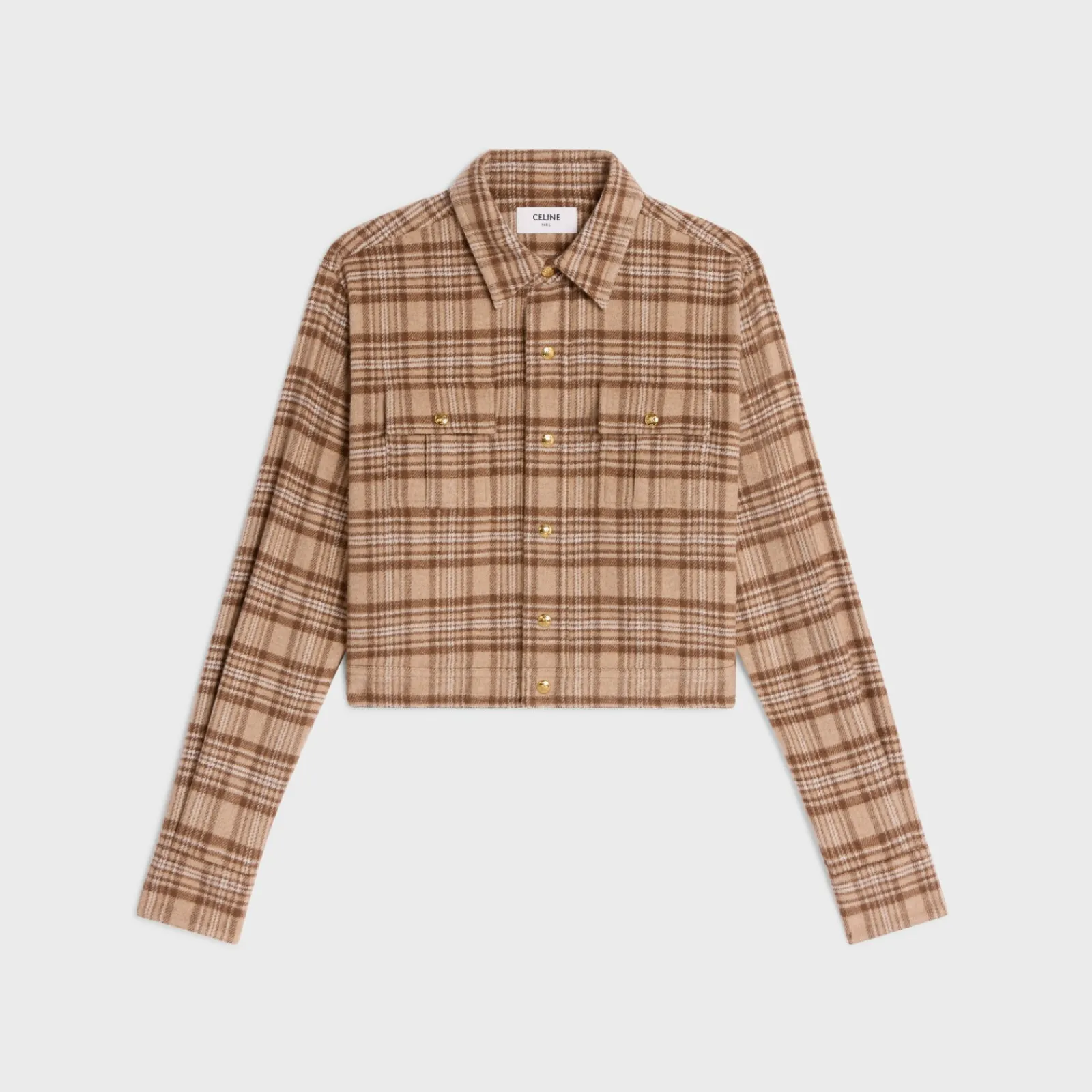 New romy cropped shirt in checked cashmere Women Shirts And Tops