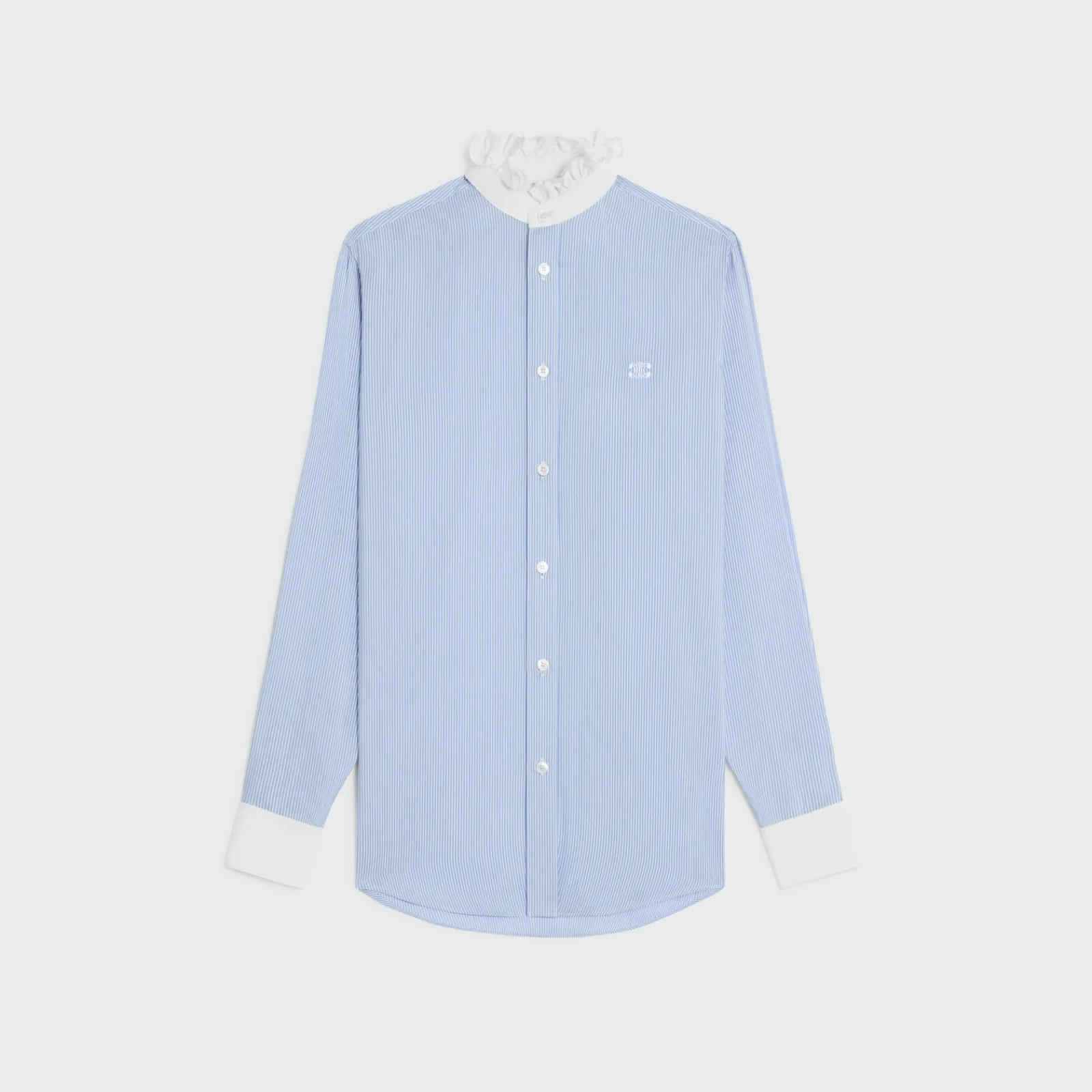 New Romy frilled shirt in striped silk Women Shirts And Tops
