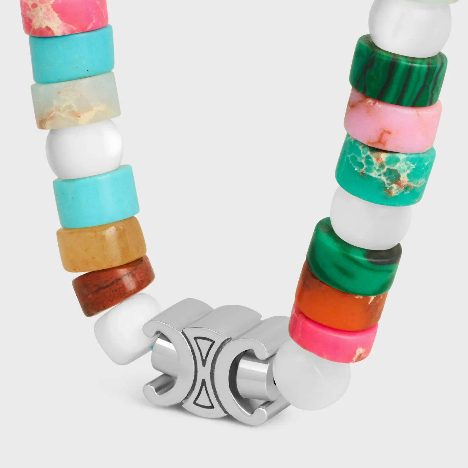 Online San Onofre Chunky Triomphe Bracelet in Natural Stones and Brass with Rhodium Finish Bracelets & Rings