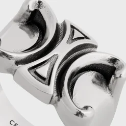 Online San Onofre Chunky Triomphe Ring in Brass with Rhodium Finish Bracelets & Rings