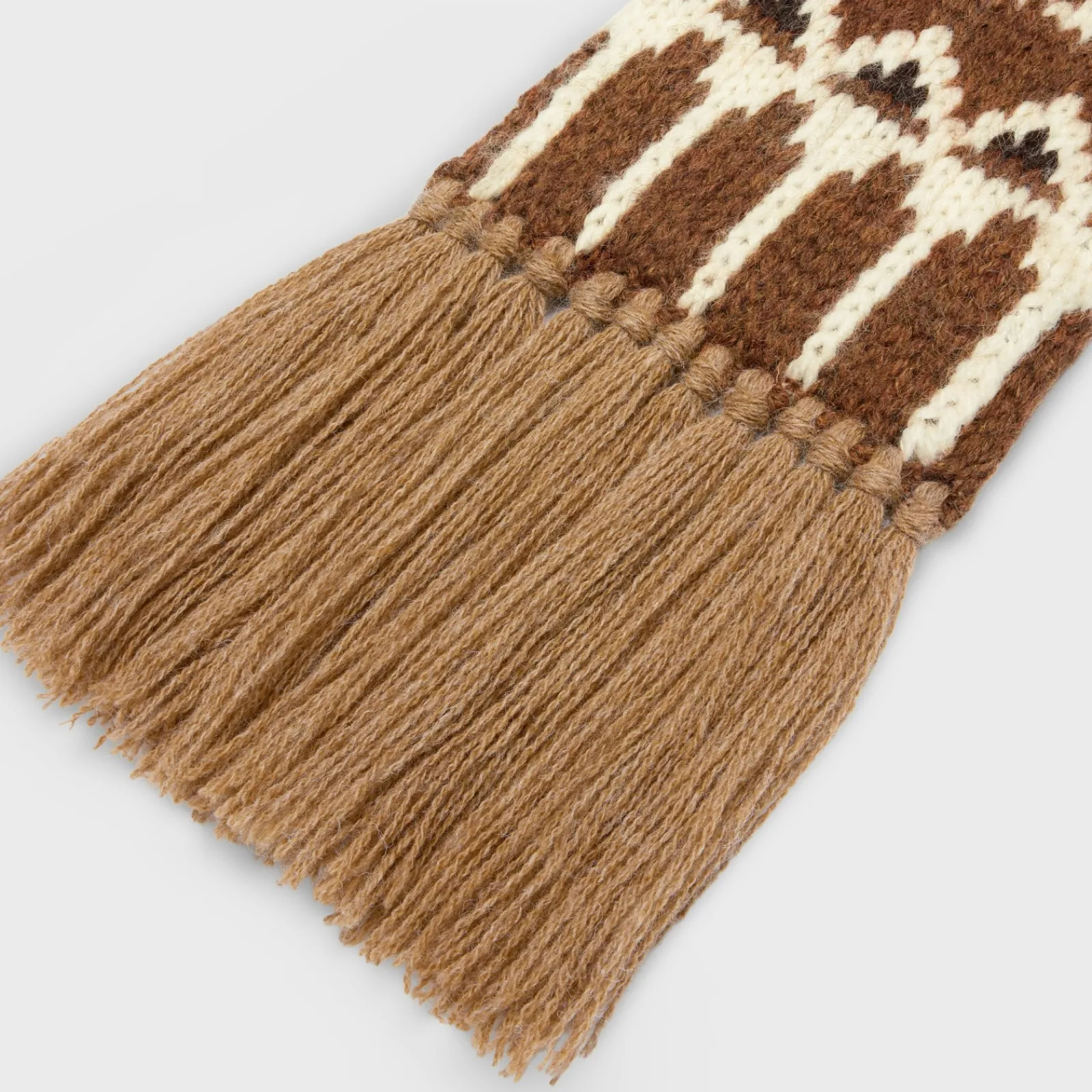 Fashion scarf in triomphe fair isle wool Women Beanies And Scarves