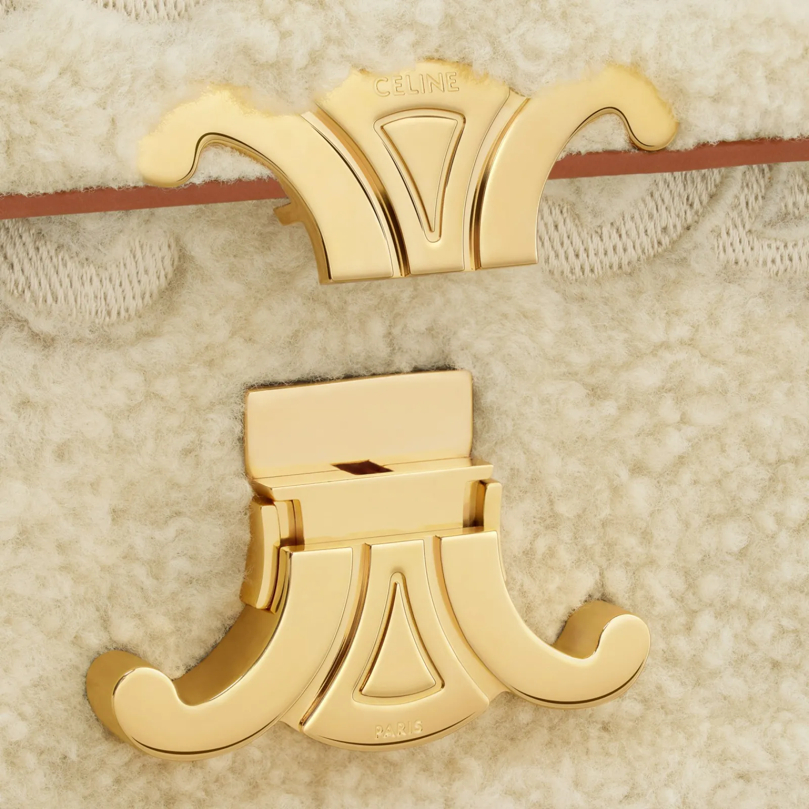 New SHOULDER BAG CLAUDE in SHEARLING WITH TRIOMPHE EMBROIDERIES Women More Lines·Claude | Categories·Shoulder Bags
