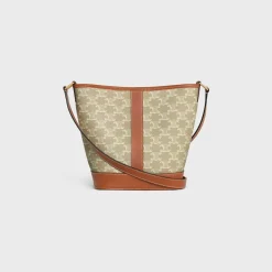 Best Small Bucket in Triomphe Canvas and calfskin Women Triomphe Canvas | Categories·Cross-Body Bags