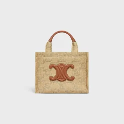 Outlet small cabas thais in raffia effect textile with triomphe jacquard Women More Lines·Classic Panier | More Lines·Other Lines