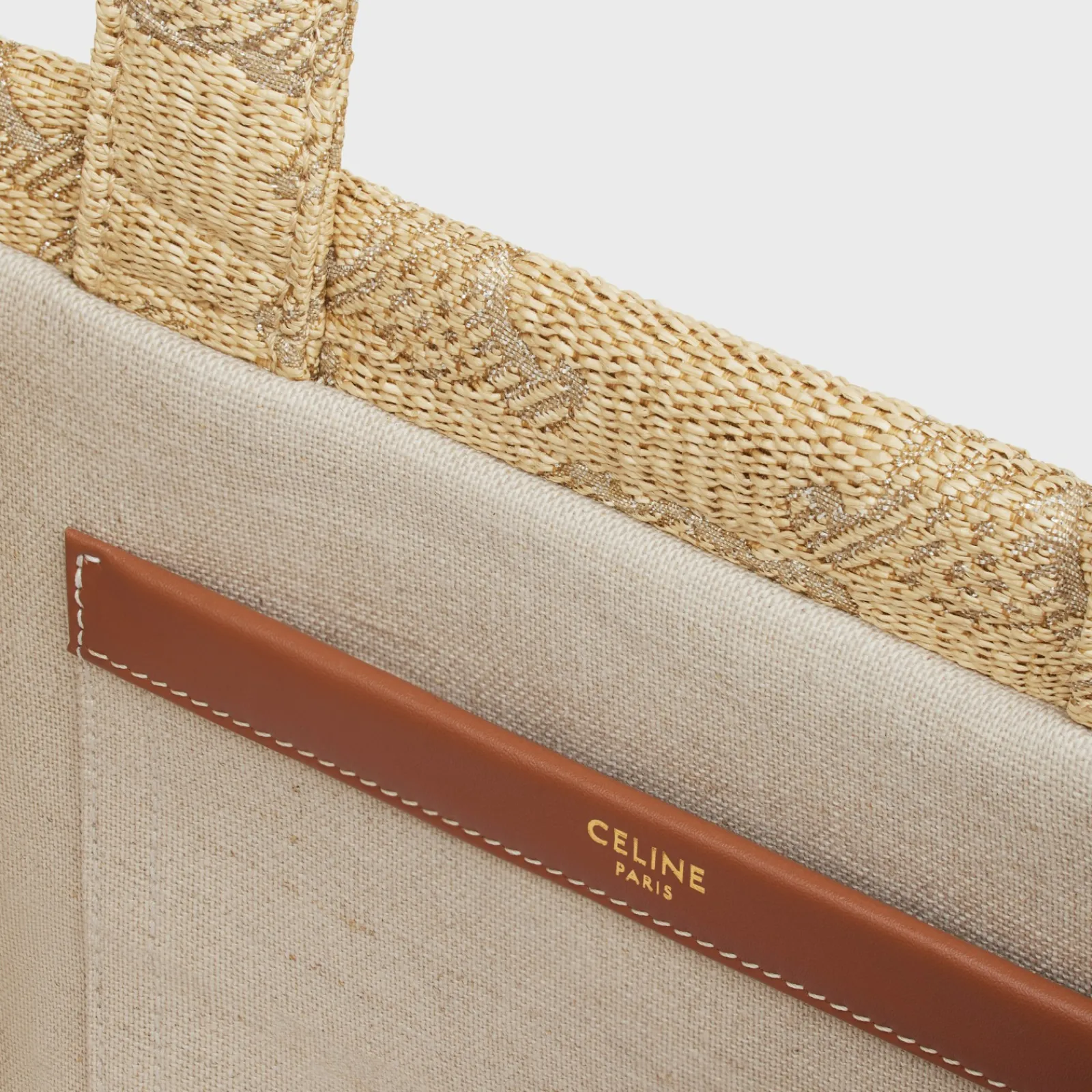 Outlet small cabas thais in raffia effect textile with triomphe jacquard Women More Lines·Classic Panier | More Lines·Other Lines