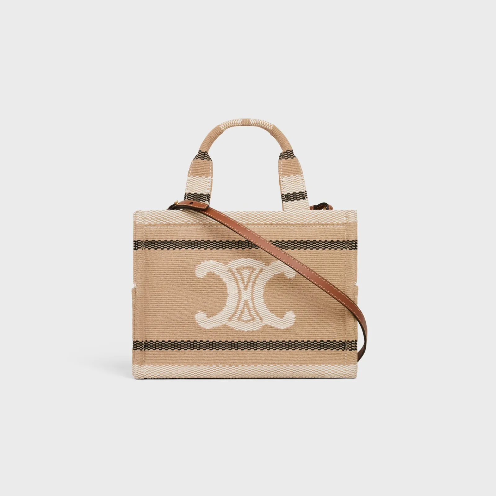 Outlet small cabas thais in STRIPED TEXTILE WITH TRIOMPHE Women More Lines·Classic Panier | More Lines·Other Lines