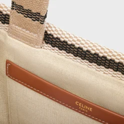 Outlet small cabas thais in STRIPED TEXTILE WITH TRIOMPHE Women More Lines·Classic Panier | More Lines·Other Lines