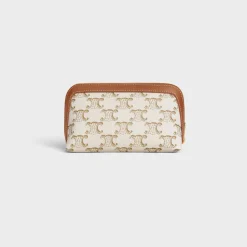 Sale SMALL COSMETIC POUCH IN TRIOMPHE CANVAS AND CALFSKIN Beauty Accessories | Travel