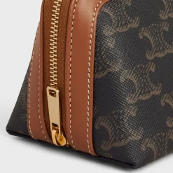Best SMALL COSMETIC POUCH IN TRIOMPHE CANVAS AND CALFSKIN Beauty Accessories | Travel