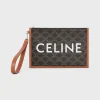 Outlet SMALL FLAT POUCH WITH STRAP in Triomphe canvas with print Triomphe Canvas