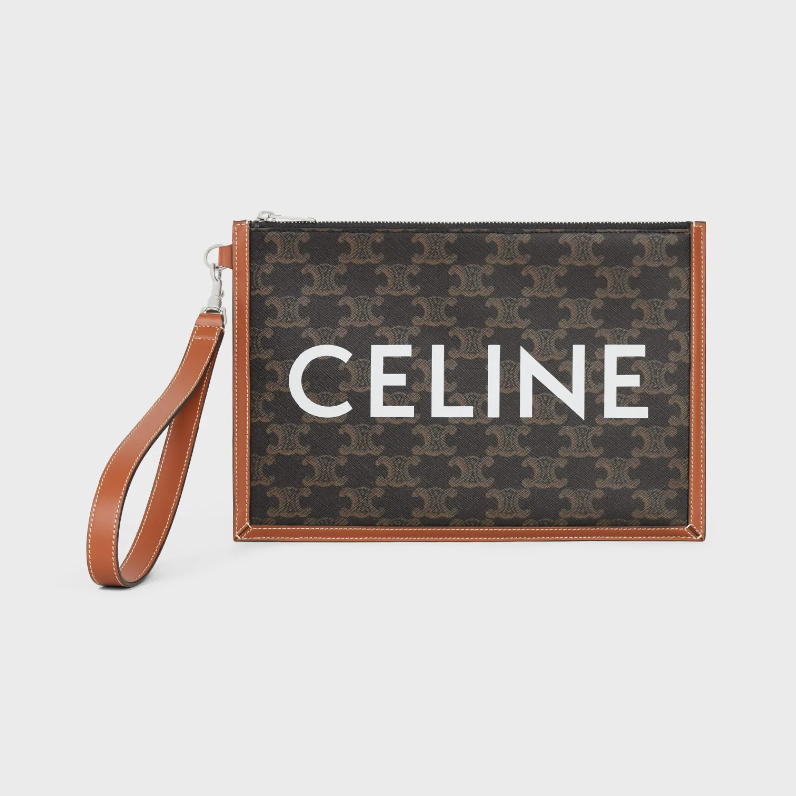 Outlet SMALL FLAT POUCH WITH STRAP in Triomphe canvas with print Triomphe Canvas