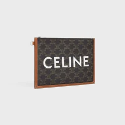 Outlet SMALL FLAT POUCH WITH STRAP in Triomphe canvas with print Triomphe Canvas