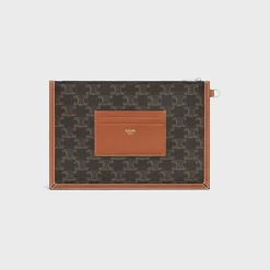 Outlet SMALL FLAT POUCH WITH STRAP in Triomphe canvas with print Triomphe Canvas