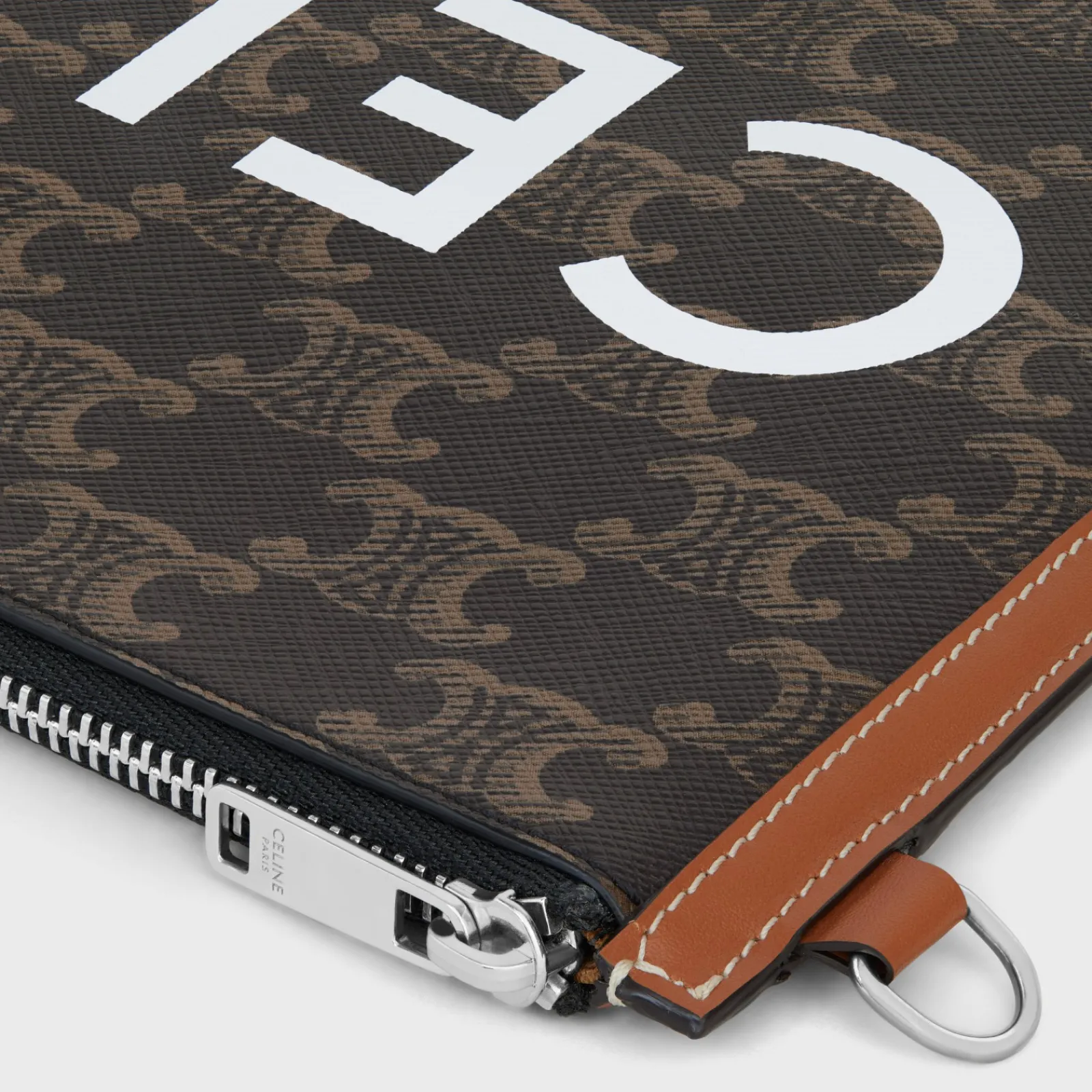 Outlet SMALL FLAT POUCH WITH STRAP in Triomphe canvas with print Triomphe Canvas