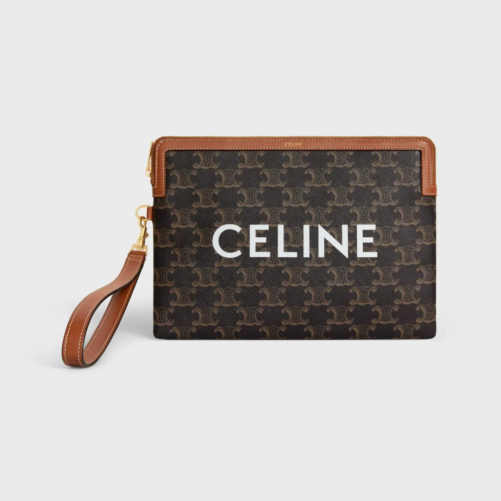 Hot SMALL POUCH WITH STRAP in TRIOMPHE CANVAS WITH PRINT Women Triomphe Canvas | Categories·Pouches And Tech Accessories