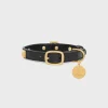 Best Small Thin Dog Collar in smooth Calfskin with pyramid studs Dog Accessories