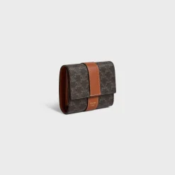 Hot Small Trifold wallet in Triomphe Canvas and Lambskin Women Triomphe Canvas | Categories·Wallets