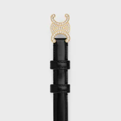 Fashion Small triomphe belt with strass in Taurillon Leather Women Triomphe