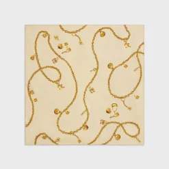 New SQUARE IN CHAIN TASSELS SILK TWILL Women Silk Scarves