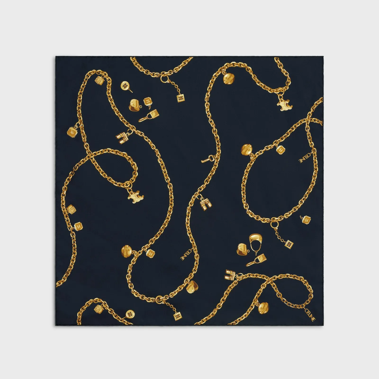 Outlet SQUARE IN CHAIN TASSELS SILK TWILL Women Silk Scarves