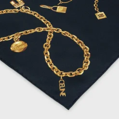 Outlet SQUARE IN CHAIN TASSELS SILK TWILL Women Silk Scarves