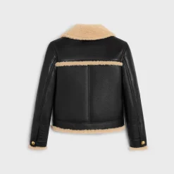 Discount straight-cut blouson jacket in curly lambskin Women Jackets | Leather And Shearling