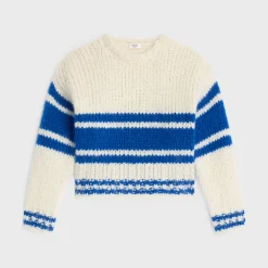 Best striped crew neck sweater in chunky mohair and wool Women Knitwear