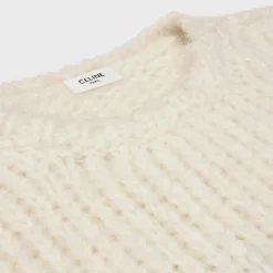 Best striped crew neck sweater in chunky mohair and wool Women Knitwear