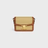 New TEEN TRIOMPHE BAG in RAFFIA EFFECT TEXTILE and calfskin Women Triomphe | Categories·Cross-Body Bags
