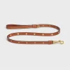 New Thin Dog Leash in Smooth Calfskin with Studs Triomphe Dog Accessories